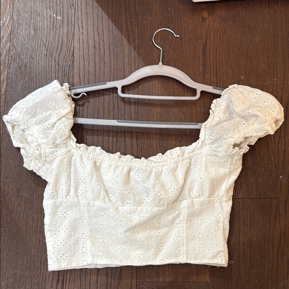White Eyelet Crop Top - Picture 3 of 3